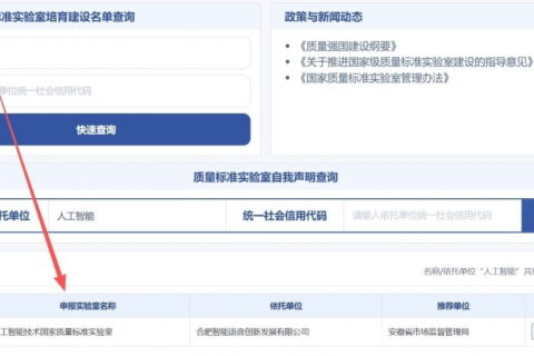 人工智能技术国家质量标准实验室落地合肥